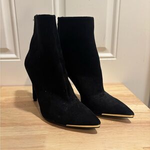 Nine West Velvet Black Ankle Boots